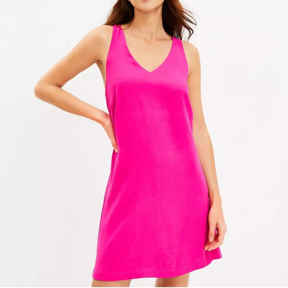 LOFT Petite Criss Cross Back Swing Dress